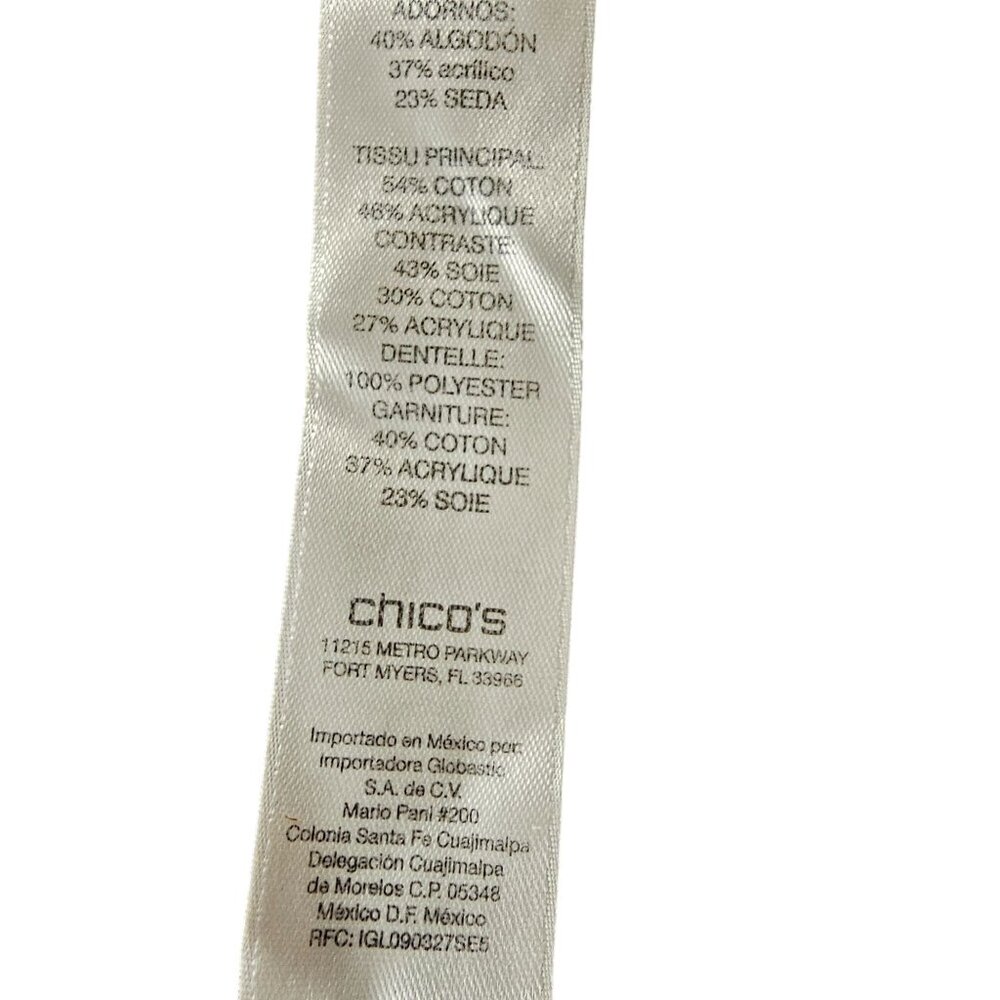 Chicos Women's Cardigan Sweater Patchwork Fringed Edges size Chico's 1 - Picture 5 of 9